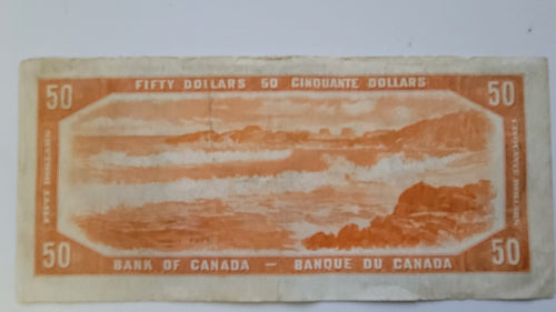 1954 Bank of Canada fifty dollar note back