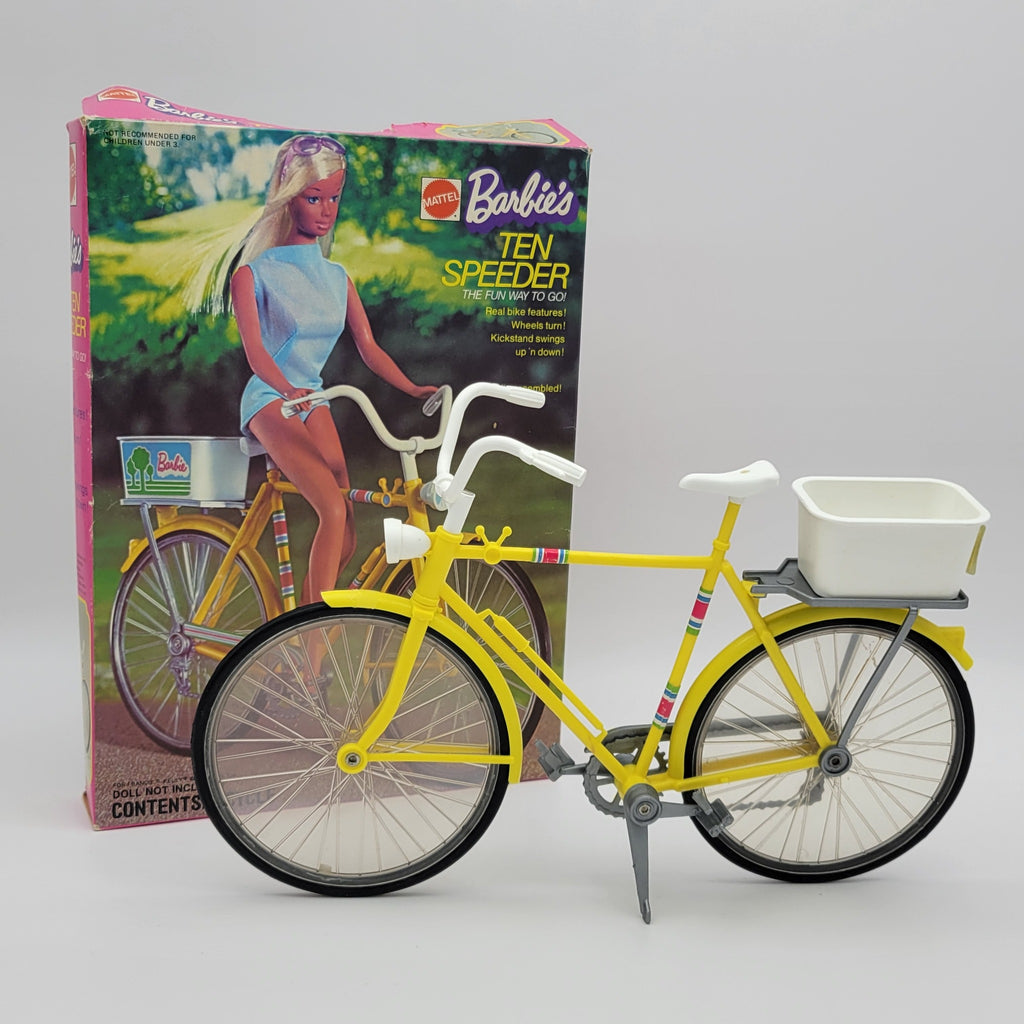 Vintage Barbie Ten Speeder yellow bicycle with original box