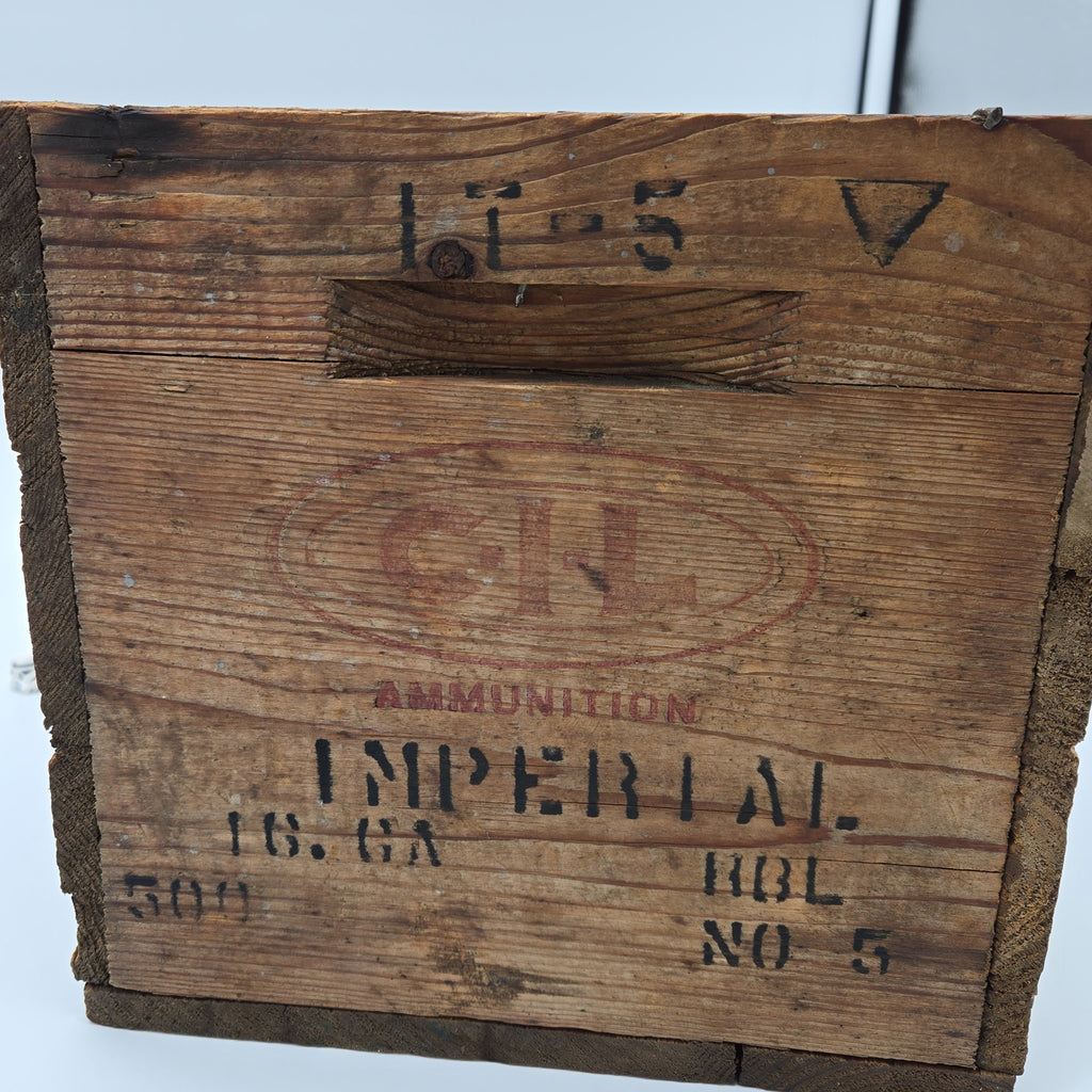 Vintage CIL ammunition crate Imperial 16 gauge No. 5 end markings