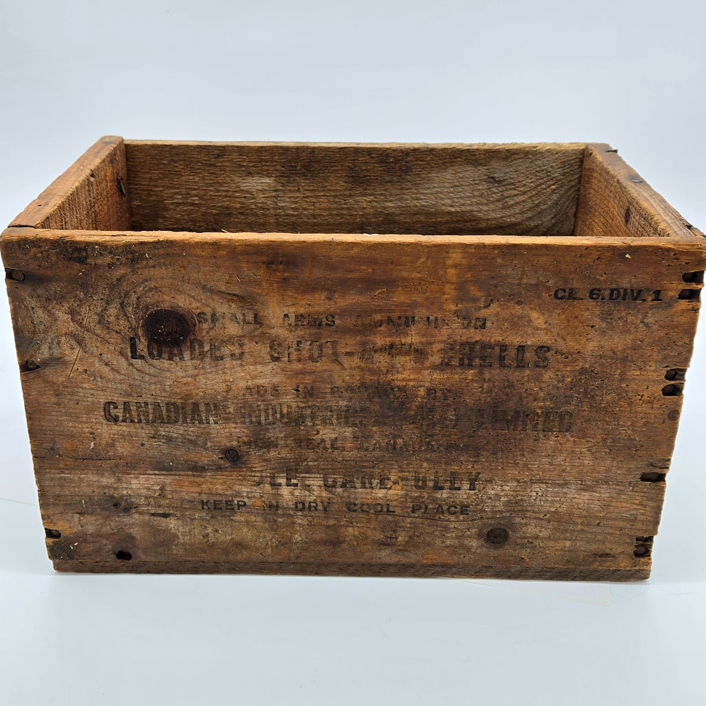 Vintage CIL wooden shotgun shell ammunition crate opposite side