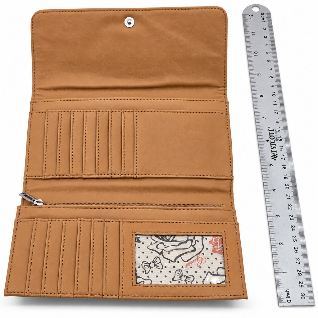 Guess wallet open interior with card slots and zip pocket