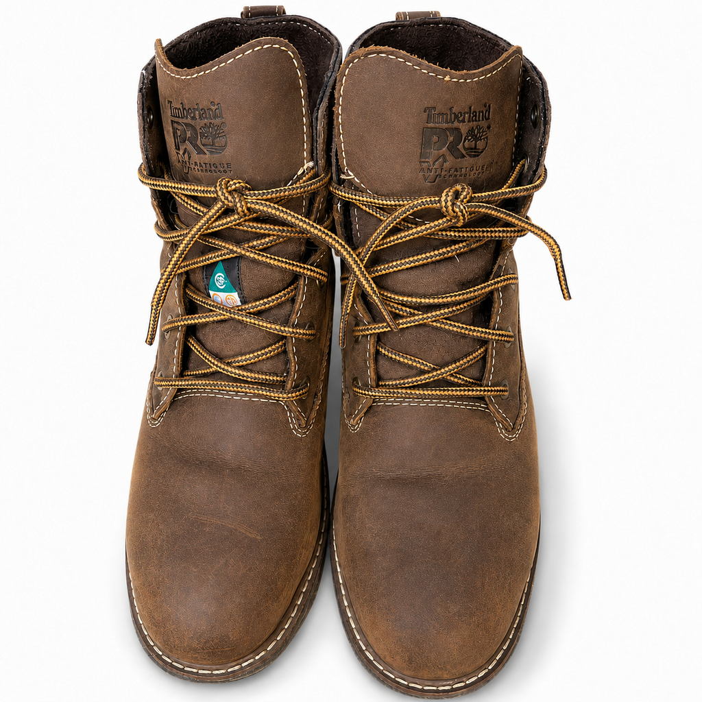 Timberland PRO Hightower women's brown safety work boots size 8 front view
