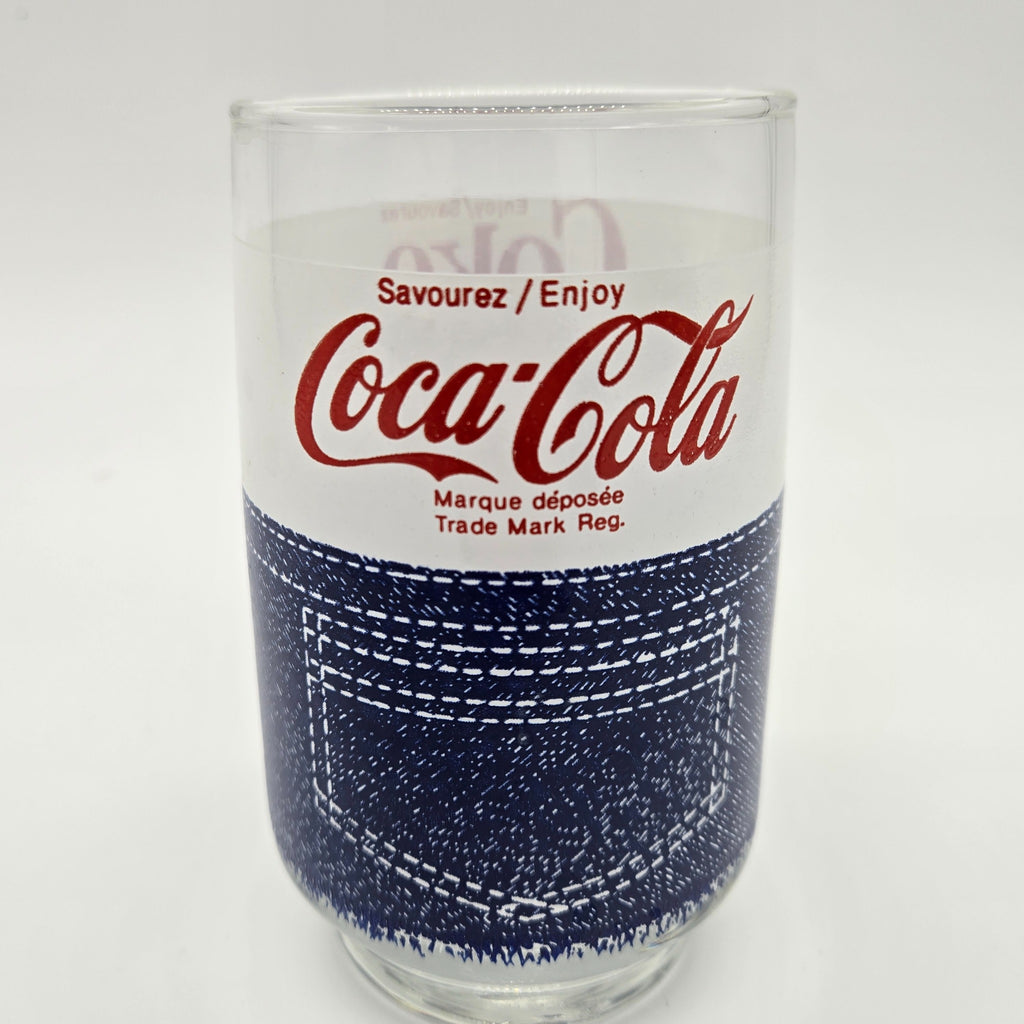 Vintage Coca-Cola denim pocket glass Coca-Cola logo side